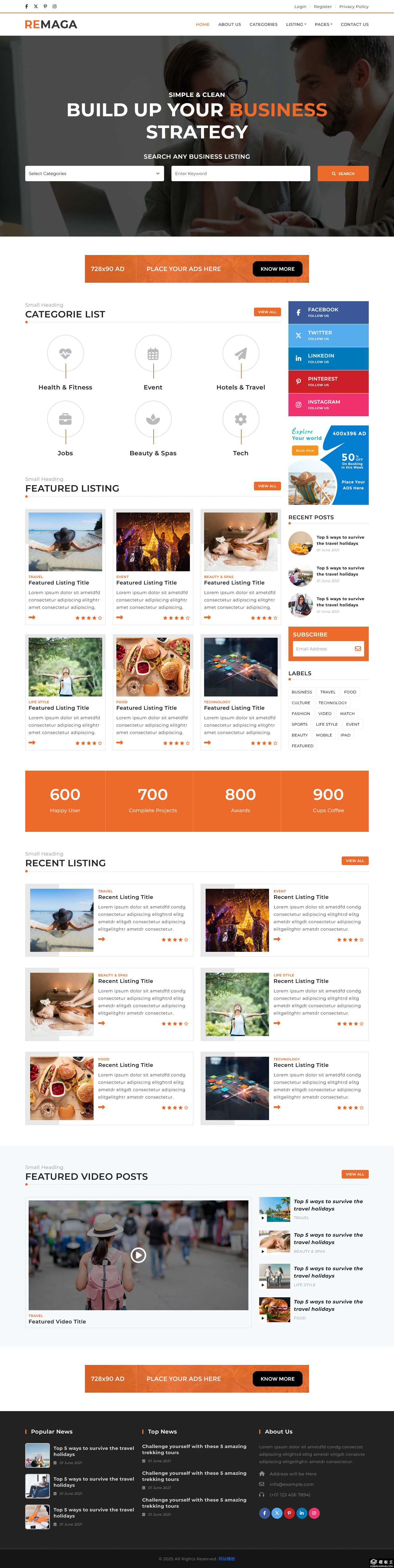生活科技资讯分享网站模板-PC预览