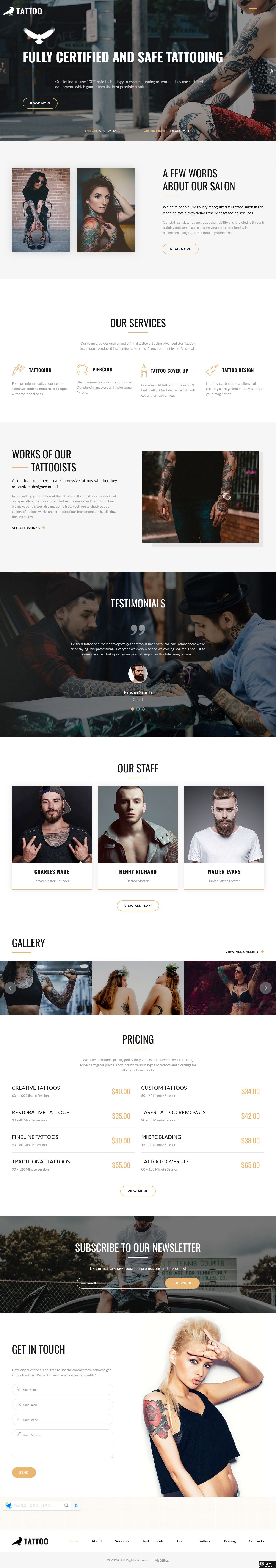 纹身艺术沙龙单页模板-PC预览