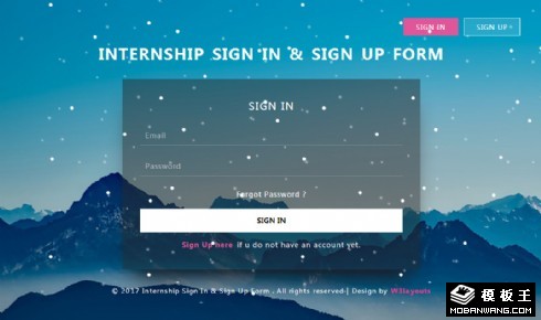 高山雪花登录注册框响应式网页模板