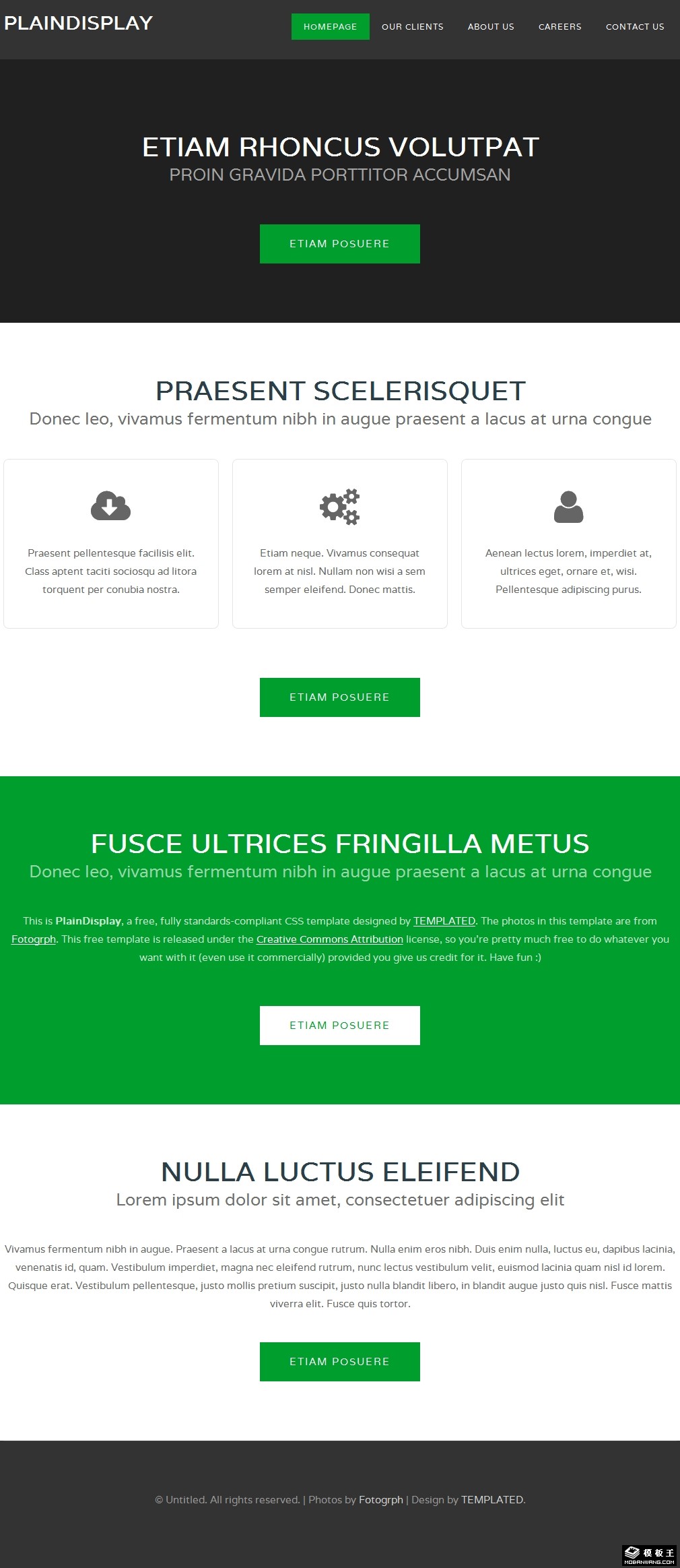 普通黑绿展示信息网页模板