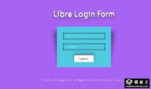 紫色立体阴影登录表单网页模板