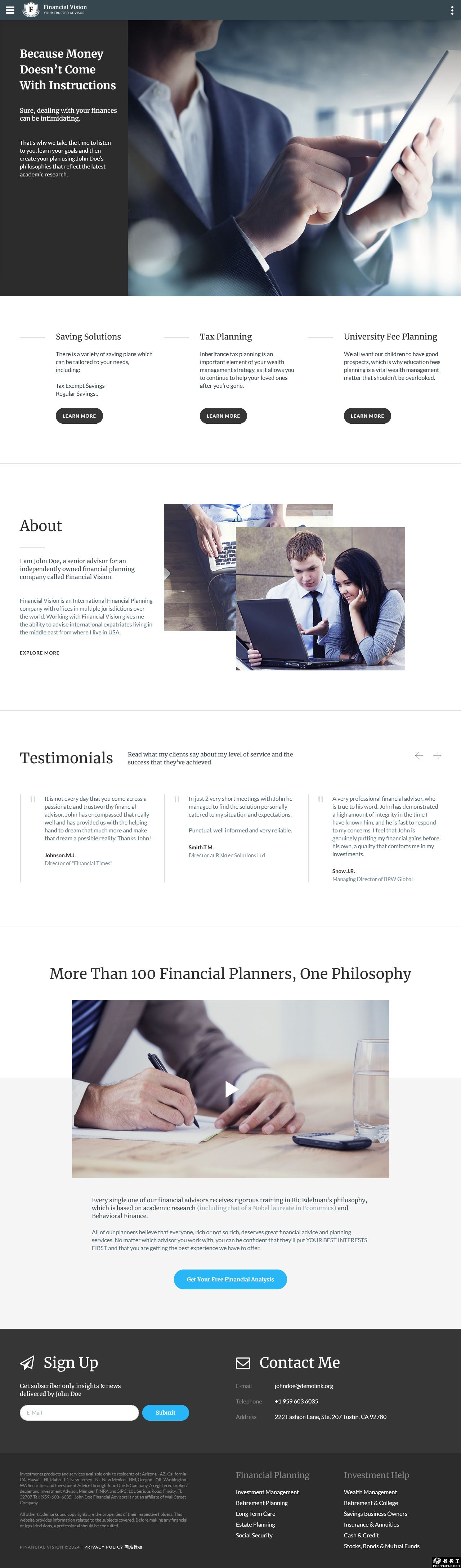 金融规划公司网站模板-PC预览