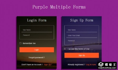 紫色多形式表单网页模板