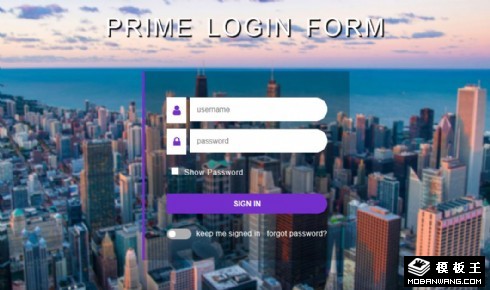 城市登录框响应式网页模板
