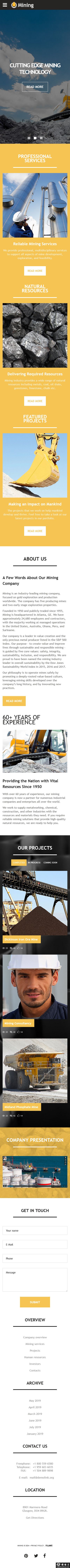 领先矿业资源开采公司网站模板-手机预览