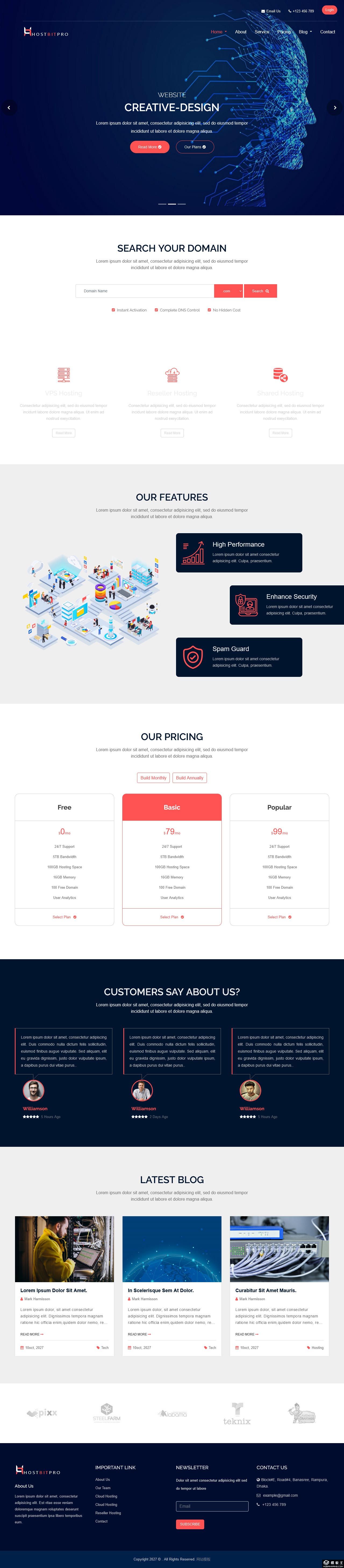 高速主机托管技术服务网站模板-PC预览