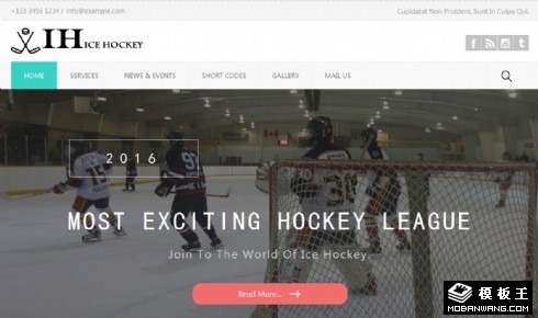 冰球运动联赛响应式网页模板