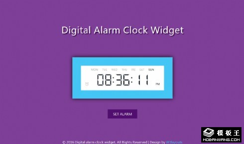 数字时钟闹钟组件响应式网页模板