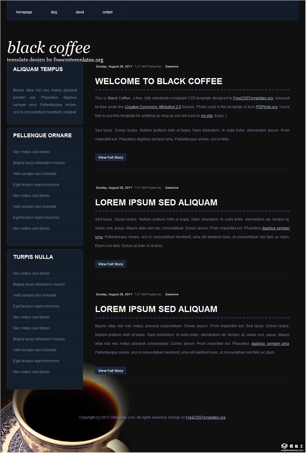 黑咖啡个人信息网页模板