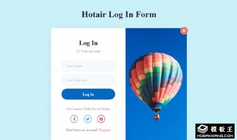 热气球登录框响应式网页模板