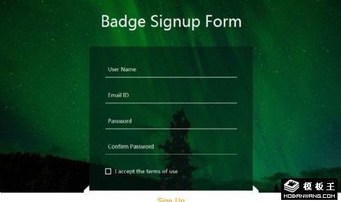 绿光星空注册框网页模板
