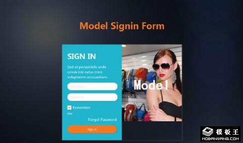 模特登录框响应式网页模板