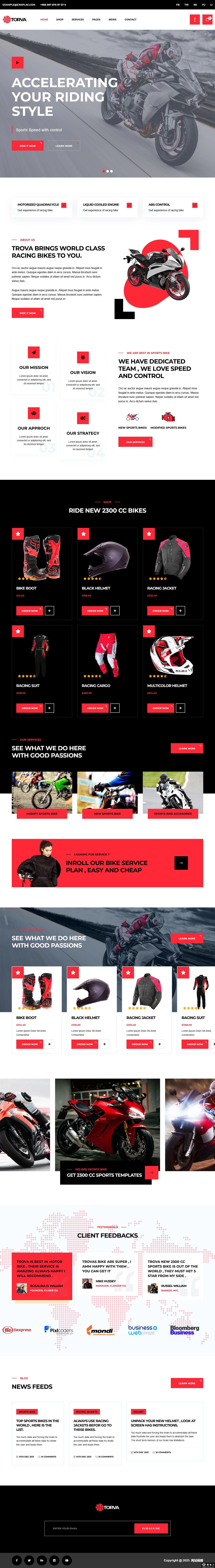 摩托车装备与配件在线商城网站模板-PC预览