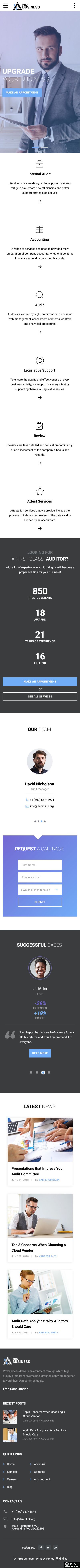 专业会计师事务所网站模板-手机预览