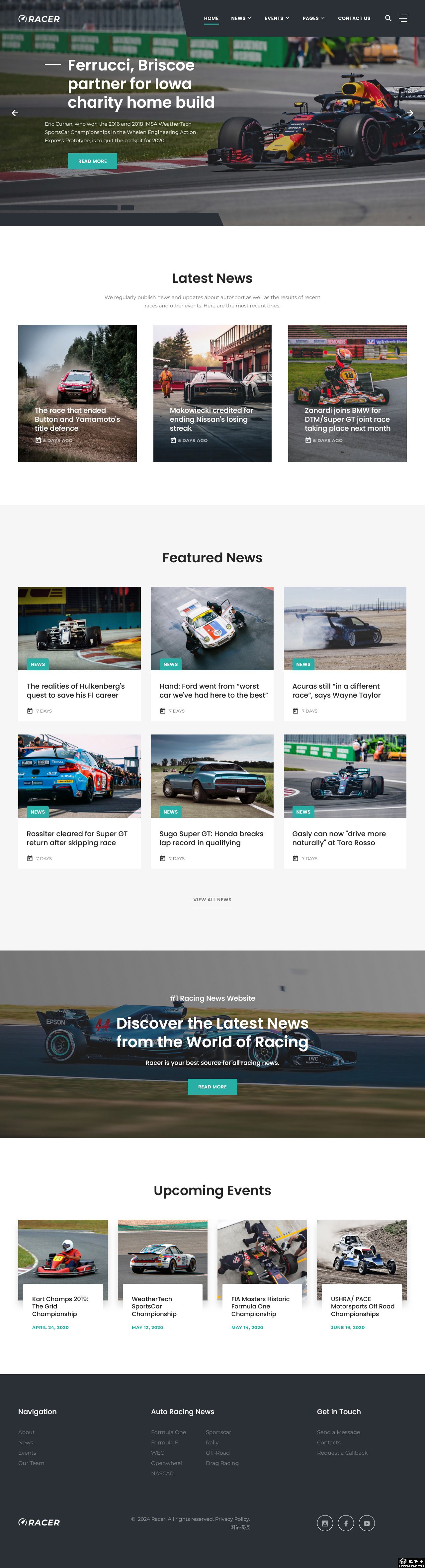全能赛车新闻赛事网站模板-PC预览
