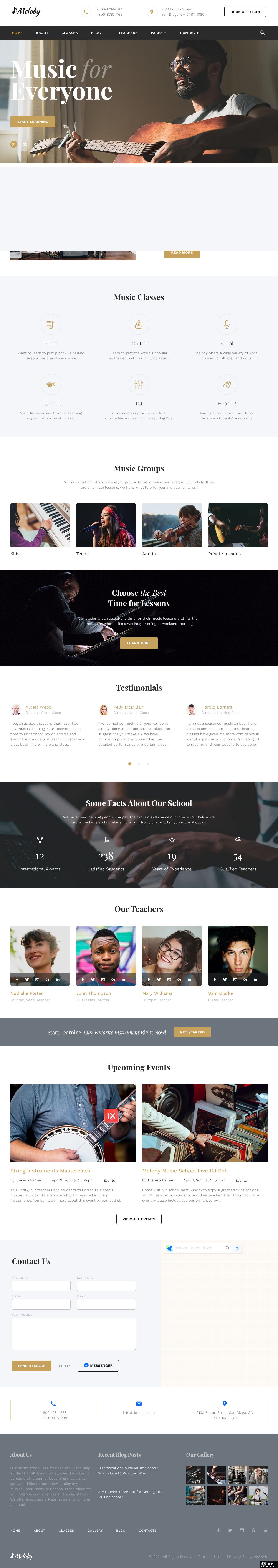 专业音乐培训学校网站模板-PC预览