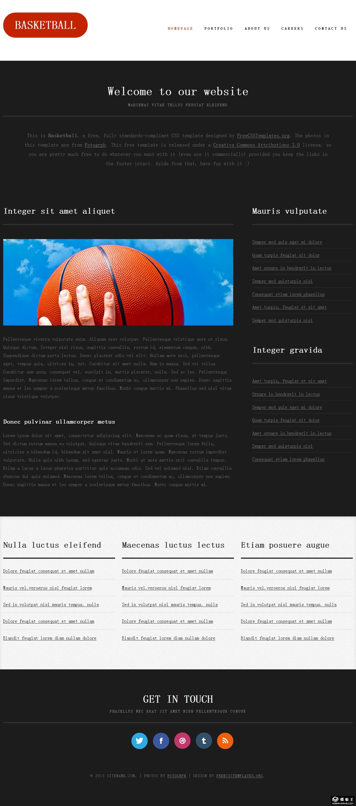 篮球运动信息网页模板