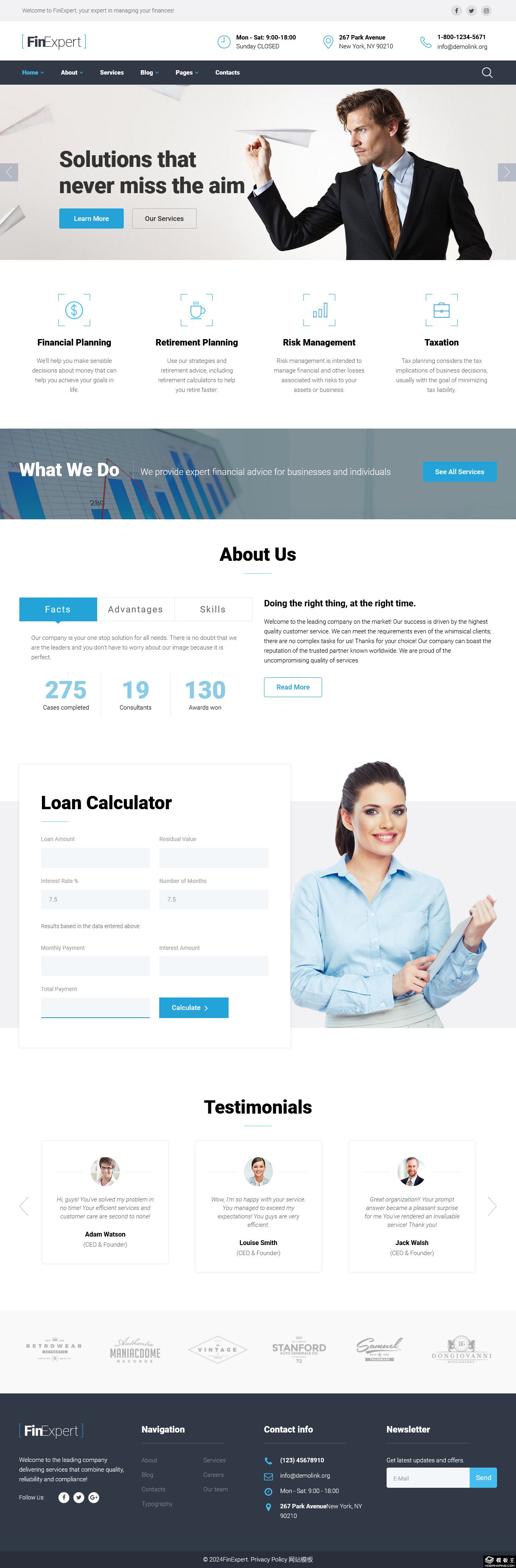 金融咨询服务公司HTML网站模板-PC预览