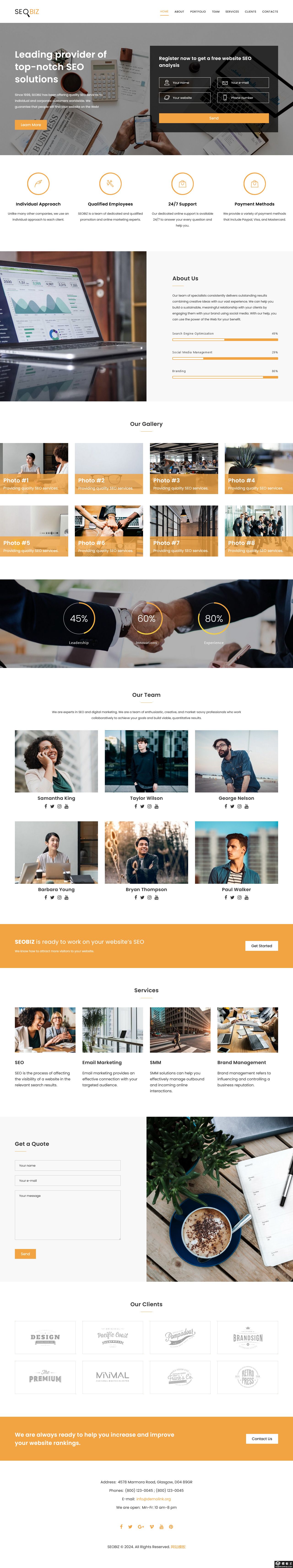 领先品牌SEO营销服务着陆页模板-PC预览