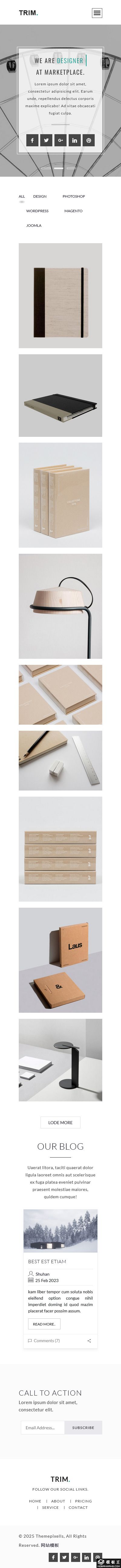 现代简洁设计博客HTML网站模板-手机预览