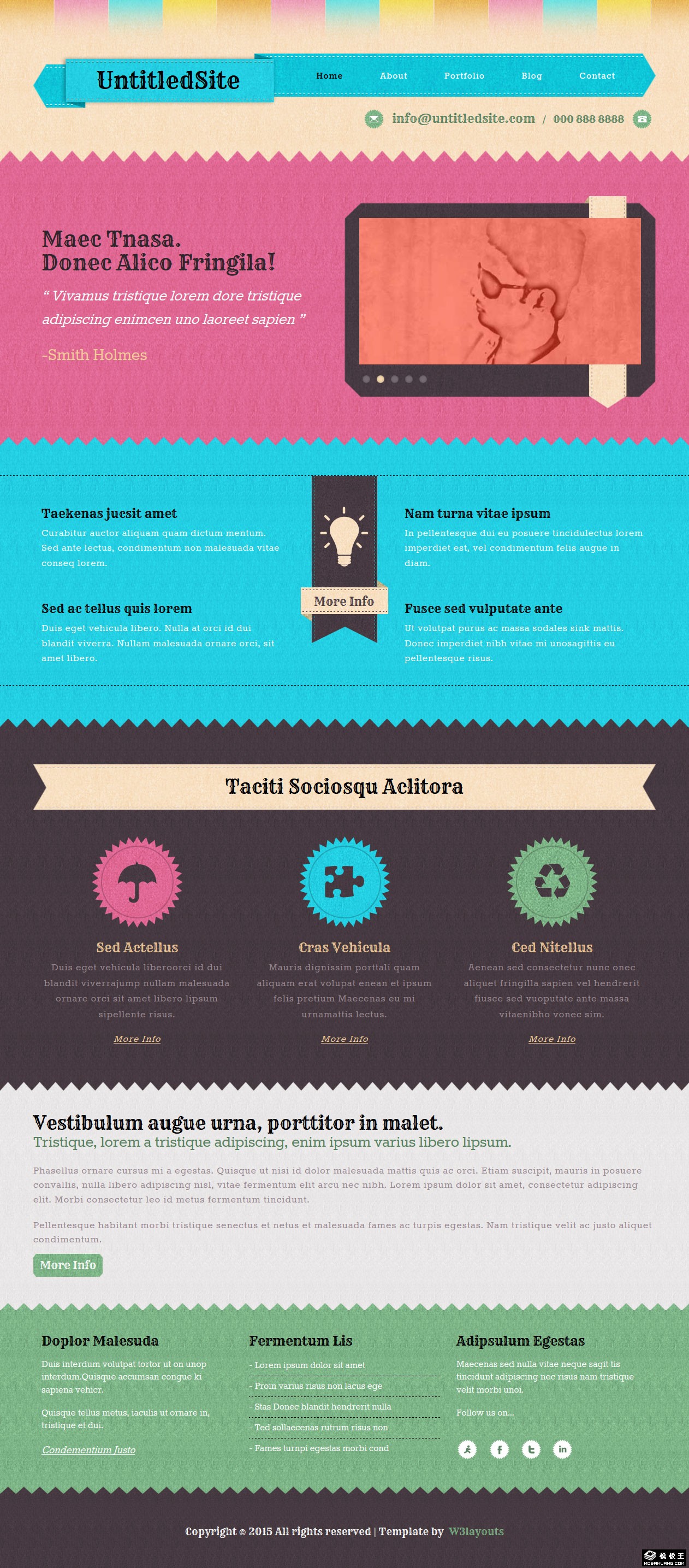 彩色纸质标签响应式网页模板