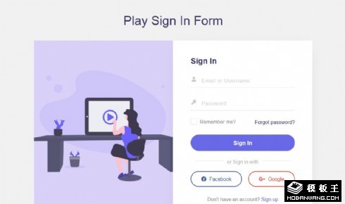 播放登录表单响应式网页模板