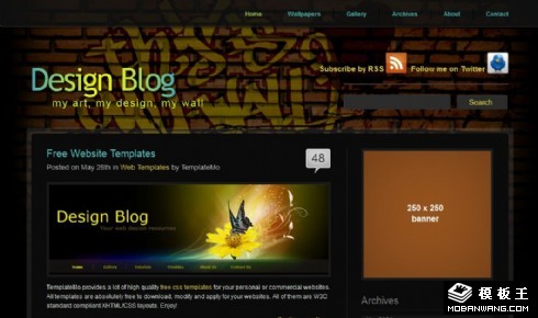 黑色艺术画廊BLOG网页模板