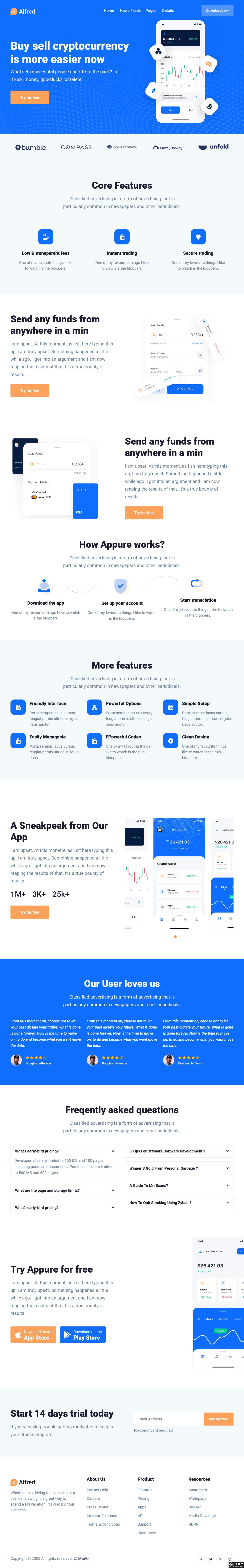 金融交易APP展示及博客网站模板-PC预览