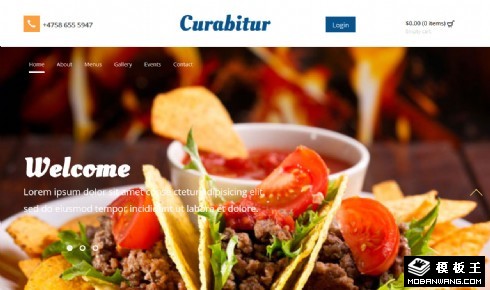 欧式美食快餐响应式网站模板