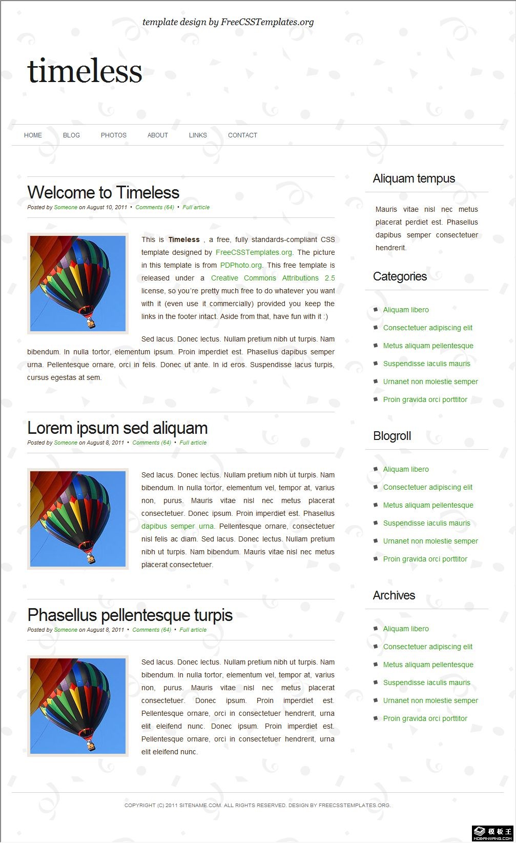 永恒主题简洁网页模板