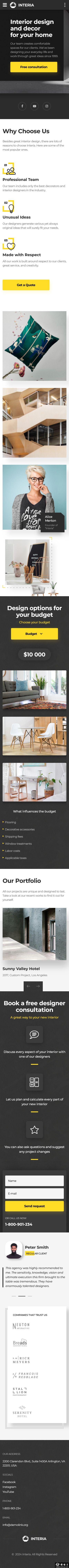 雅居室内设计与装饰单页推广模板-手机预览