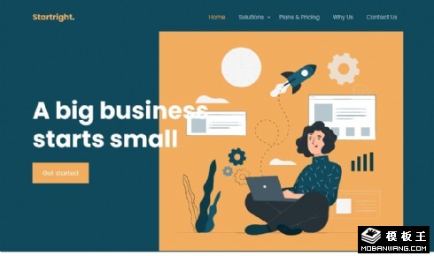 创业公司解决方案响应式网页模板