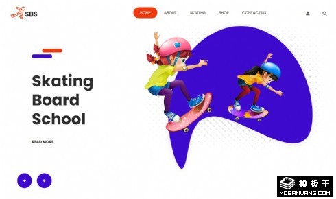 儿童滑板训练响应式卡通网页模板