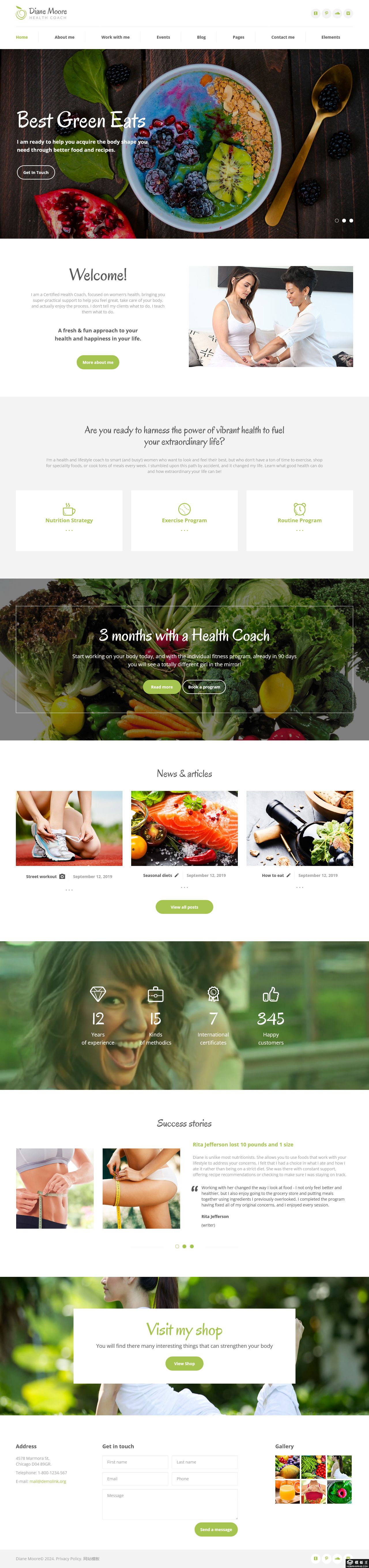 绿色健康戒糖饮食网站模板-PC预览