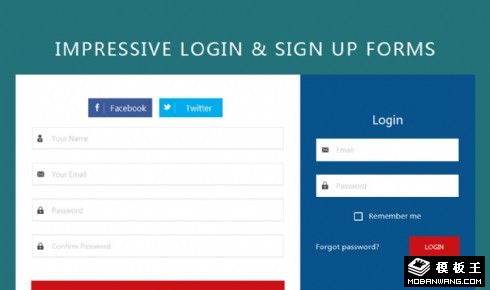扁平登录注册界面响应式网页模板