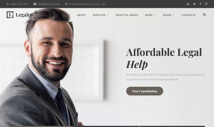 法律护航服务平台网站模板