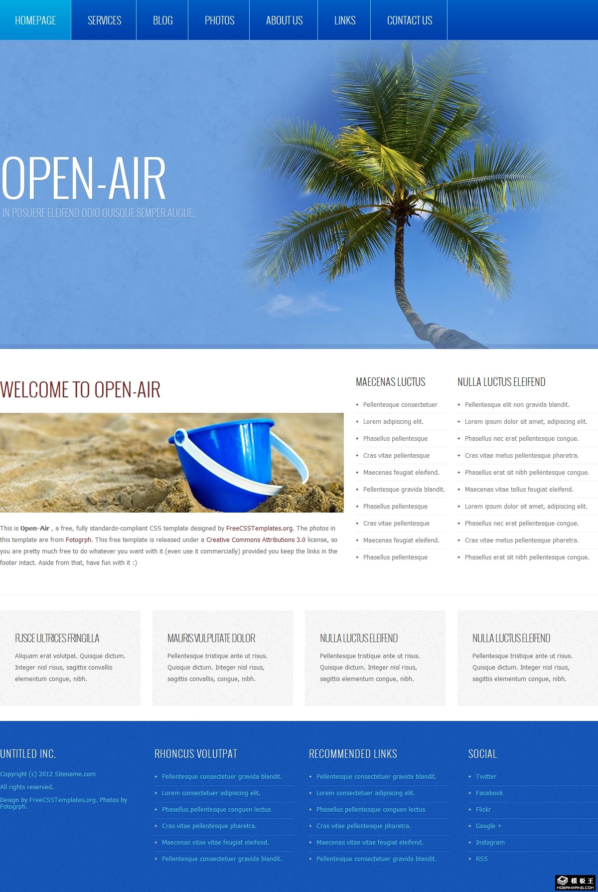 沙滩蓝天户外信息网页模板