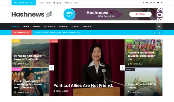 现代新闻博客综合网站模板