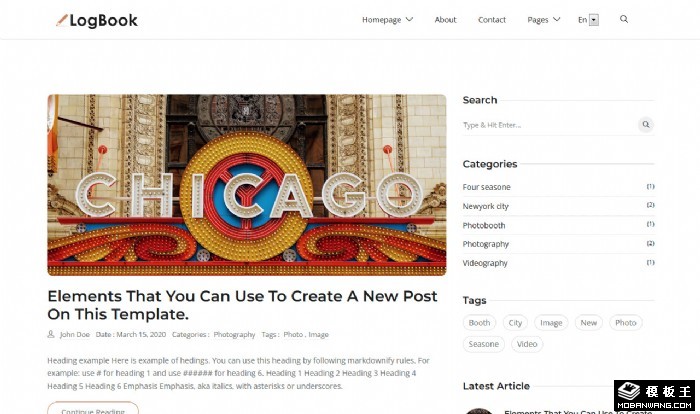 简洁图文日志动态网站模板