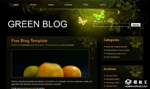 墨绿花纹BLOG网页模板