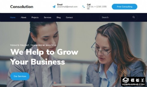 业务咨询分析展示响应式网页模板