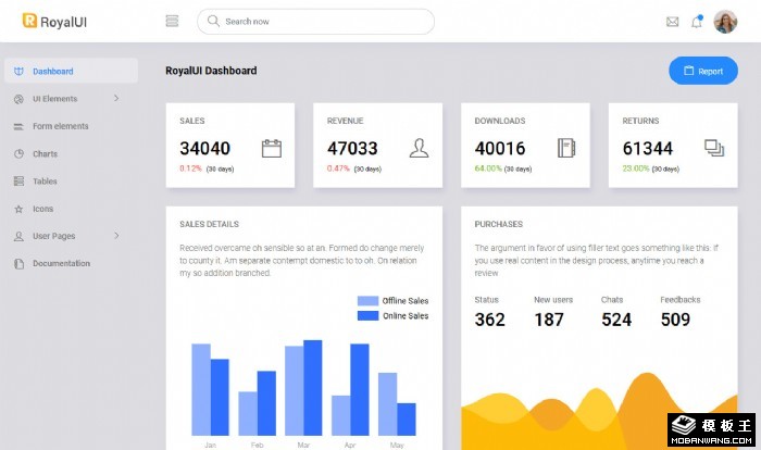 产品信息数据统计后台模板