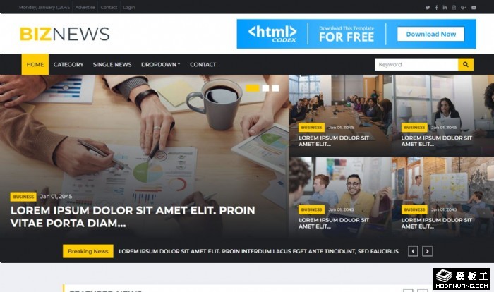 行业商务新闻网站模板