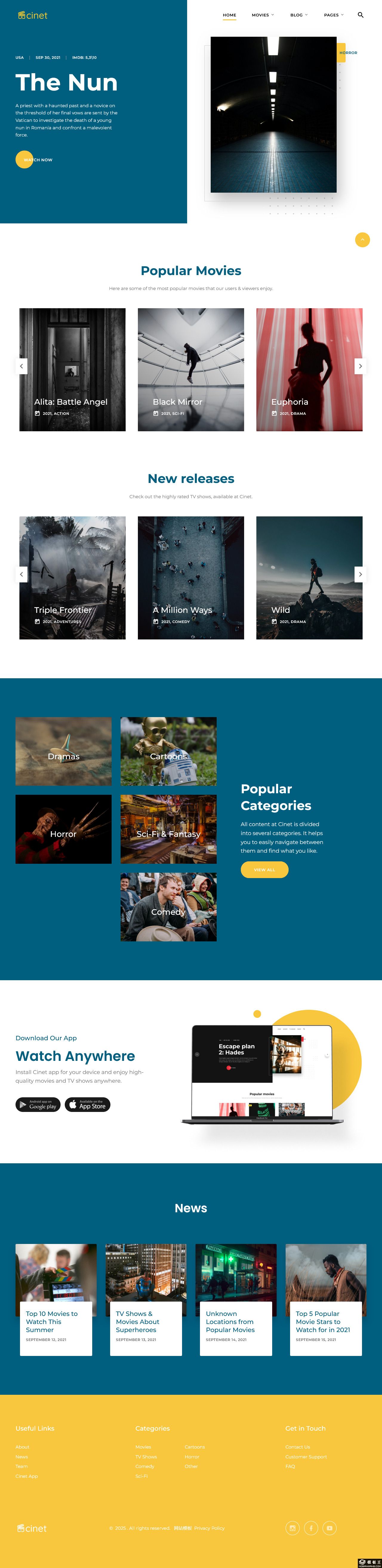 电影分享平台APP网站模板-PC预览