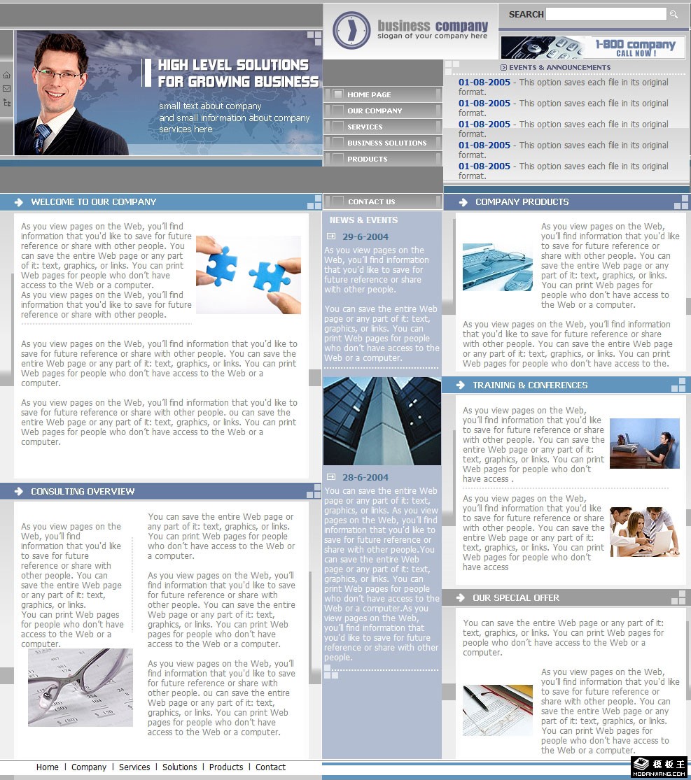 商务公司成功案例网页模板