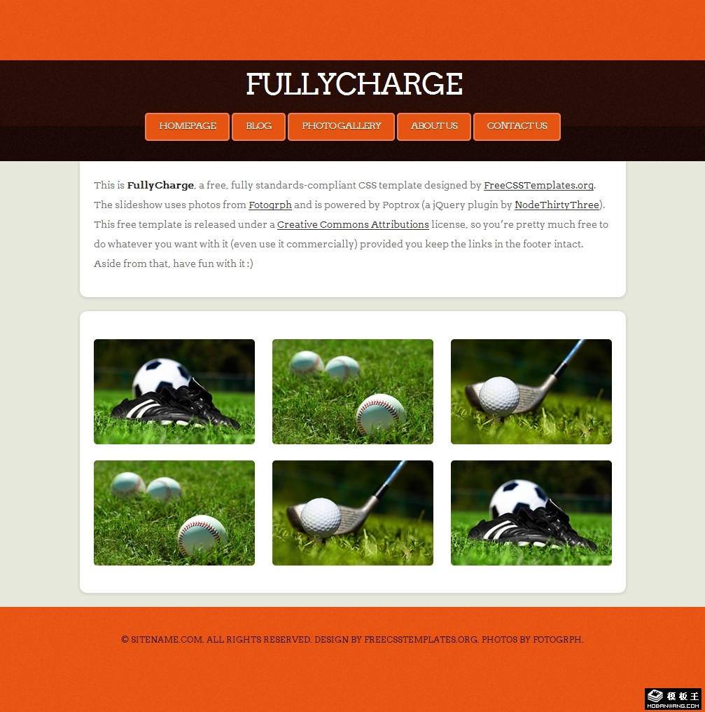 橙黄运动俱乐部网页模板