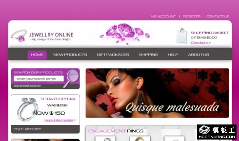 紫色珠宝在线电商响应式网页模板