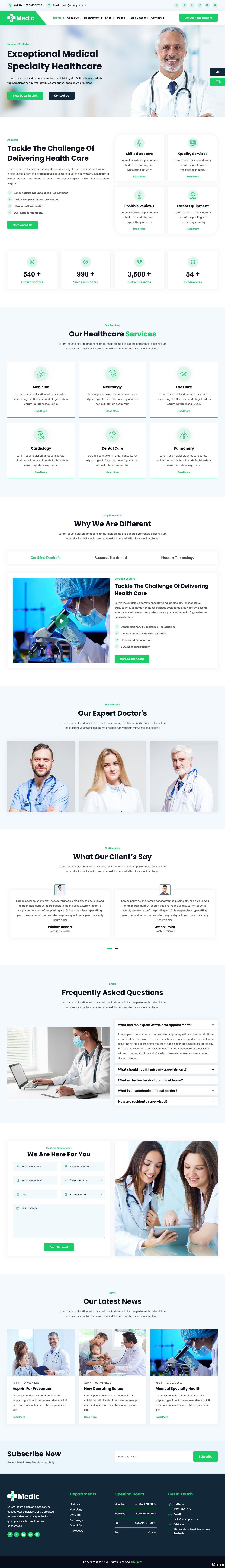 医疗保健服务及医疗器械网站模板-PC预览