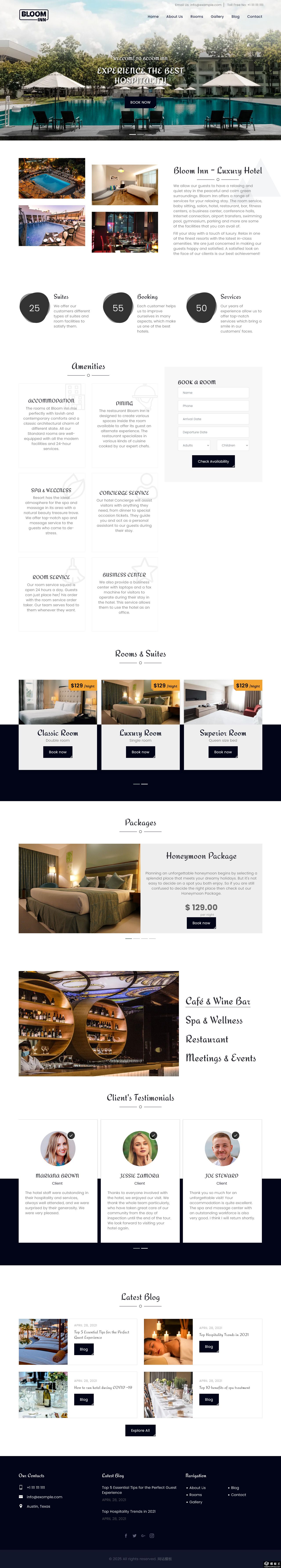 豪华酒店体验服务网站模板-PC预览