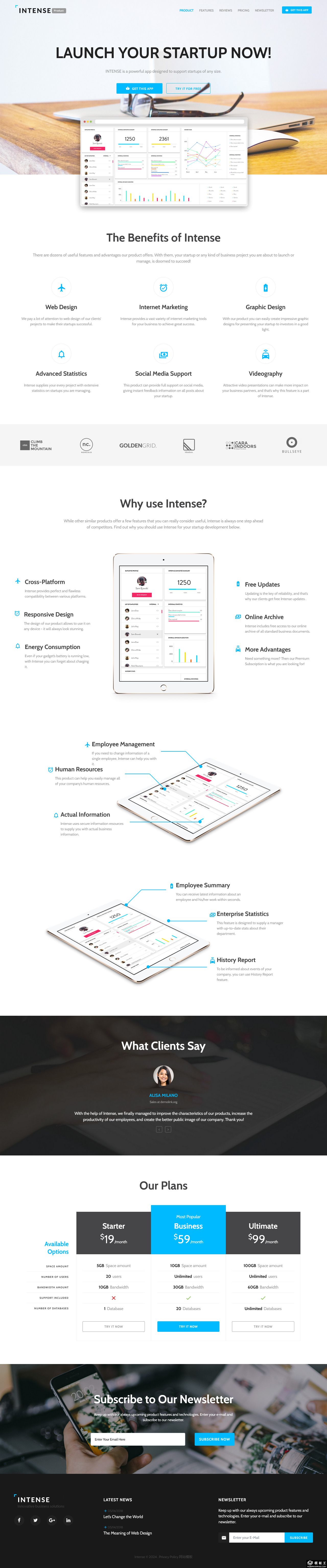 初创企业软件精品单页模板-PC预览